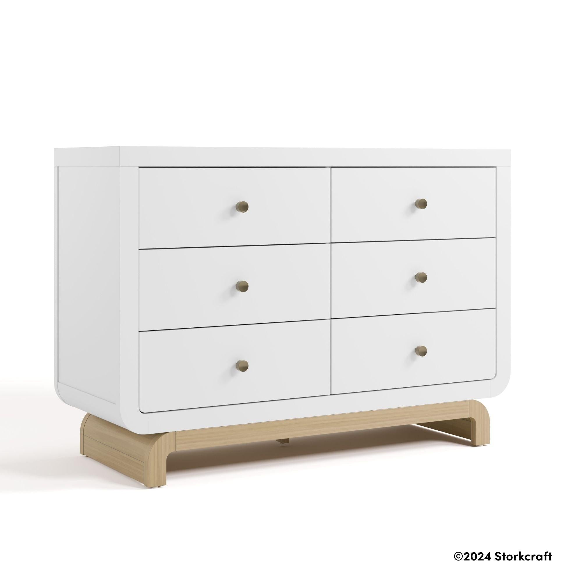 Storkcraft Santorini 6 Drawer Dresser - White/Driftwood Storkcraft Santorini 6 Drawer Dresser - White/Driftwood