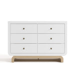 Santorini white with driftwood 6 drawer double dresser front view