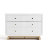 Santorini white with driftwood 6 drawer double dresser front view