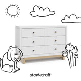Santorini white with driftwood 6 drawer double dresser with black doodles overlaid on image
