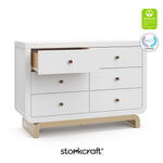 Santorini white with driftwood 6 drawer double dresser with GGG and PTPA logos on top right