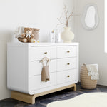 Santorini white with driftwood 6 drawer double dresser in nursery