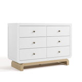 Santorini white with driftwood 6 drawer double dresser angle view