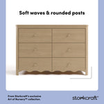 Storkcraft Casablanca driftwood 6 drawer dresser soft waves and rounded posts callout