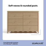 Storkcraft Casablanca driftwood 6 drawer dresser soft waves and rounded posts callout