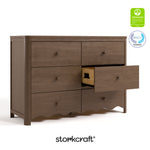 Storkcraft Casablanca hazelnut 6 drawer dresser GGG and PTPA certifications callout