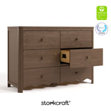 Storkcraft Casablanca hazelnut 6 drawer dresser GGG and PTPA certifications callout