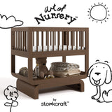 Santorini hazelnut bassinet with black doodles overlaid on image