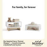 Santorini white with driftwood bassinet conversion callout