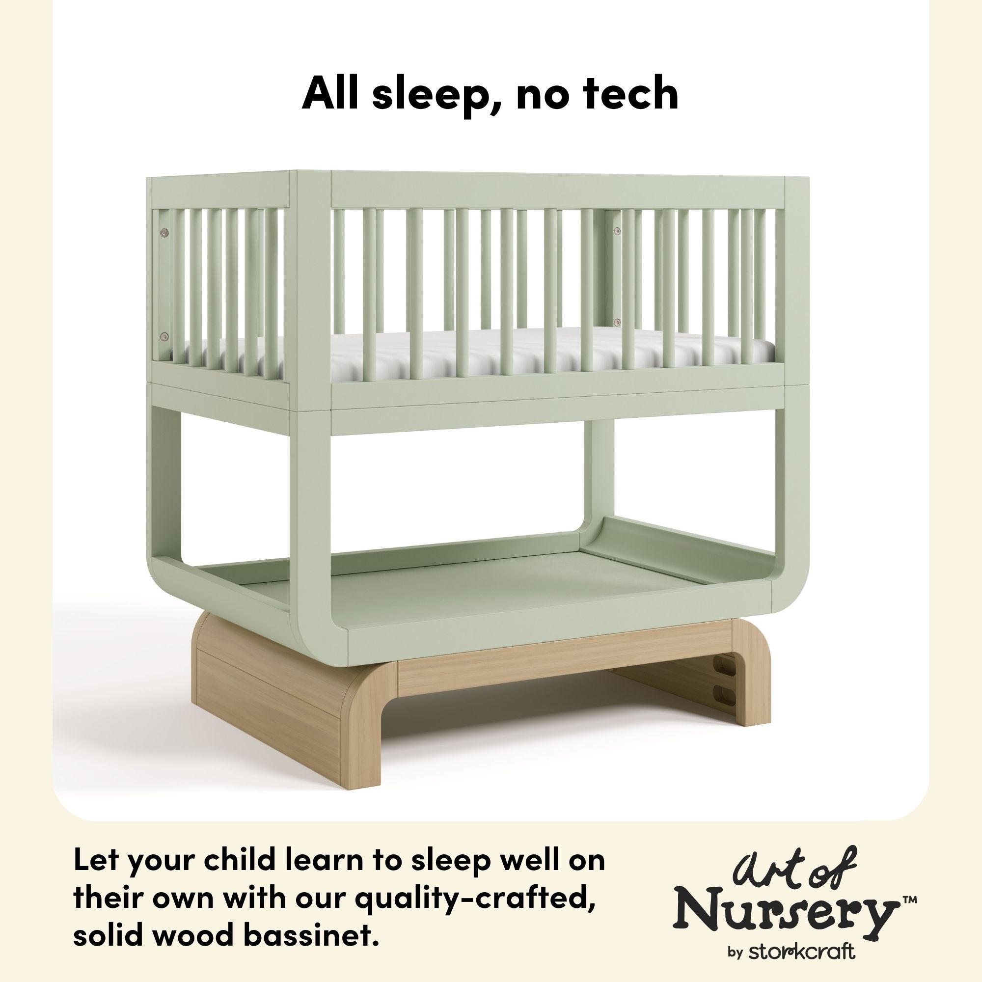 Santorini sage with driftwood bassinet quality crafted callout