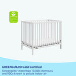 graco teddi white mini crib GREENGUARD Gold Certified callout