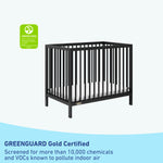 graco teddi black mini crib GREENGUARD Gold Certified callout