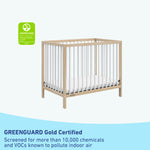 graco teddi natural with white mini crib GREENGUARD Gold Certified callout