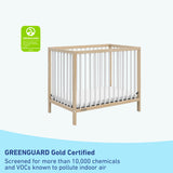graco teddi natural with white mini crib GREENGUARD Gold Certified callout