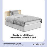 Hillcrest natural crib full-size bed conversion callout