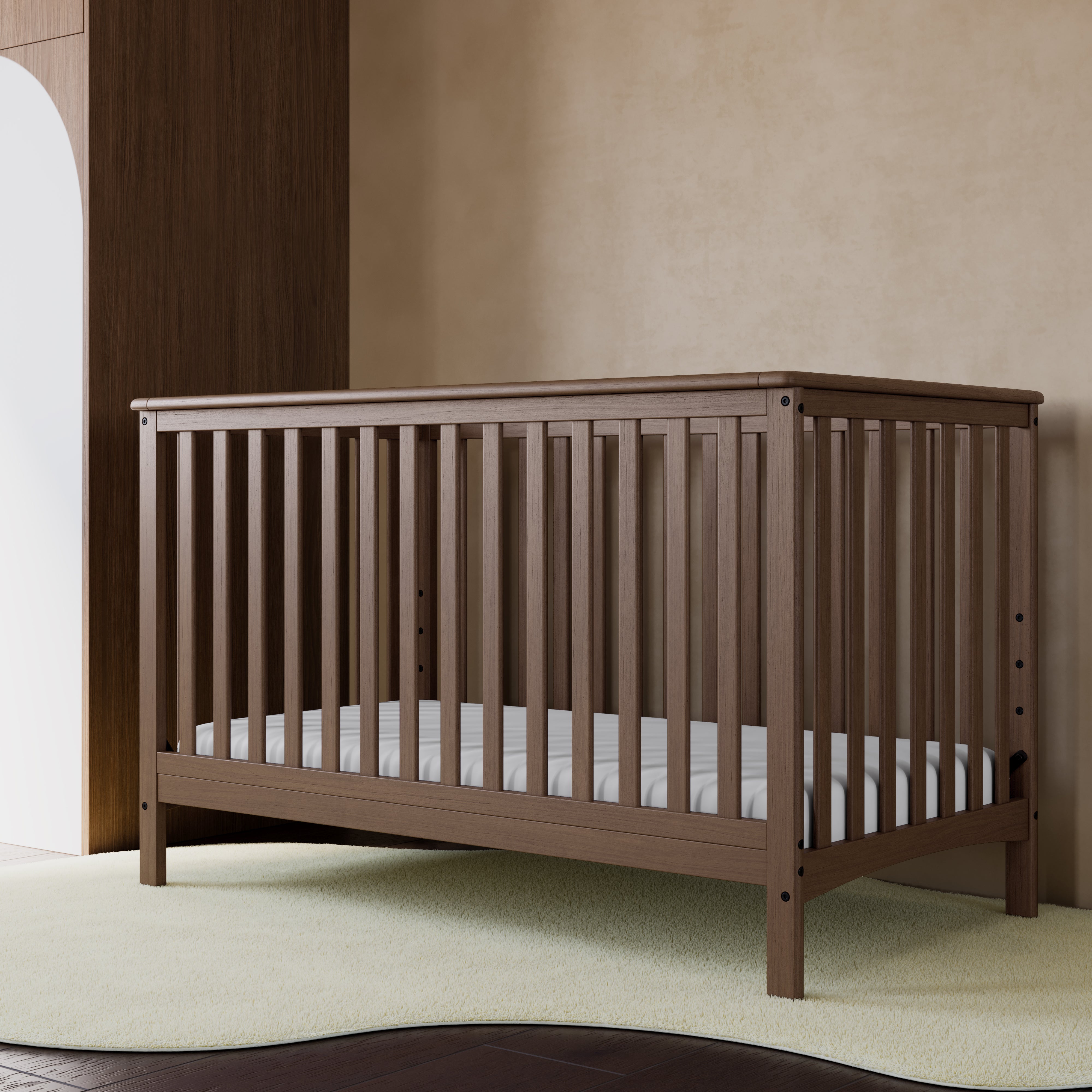 Hillcrest hazelnut crib in nursery