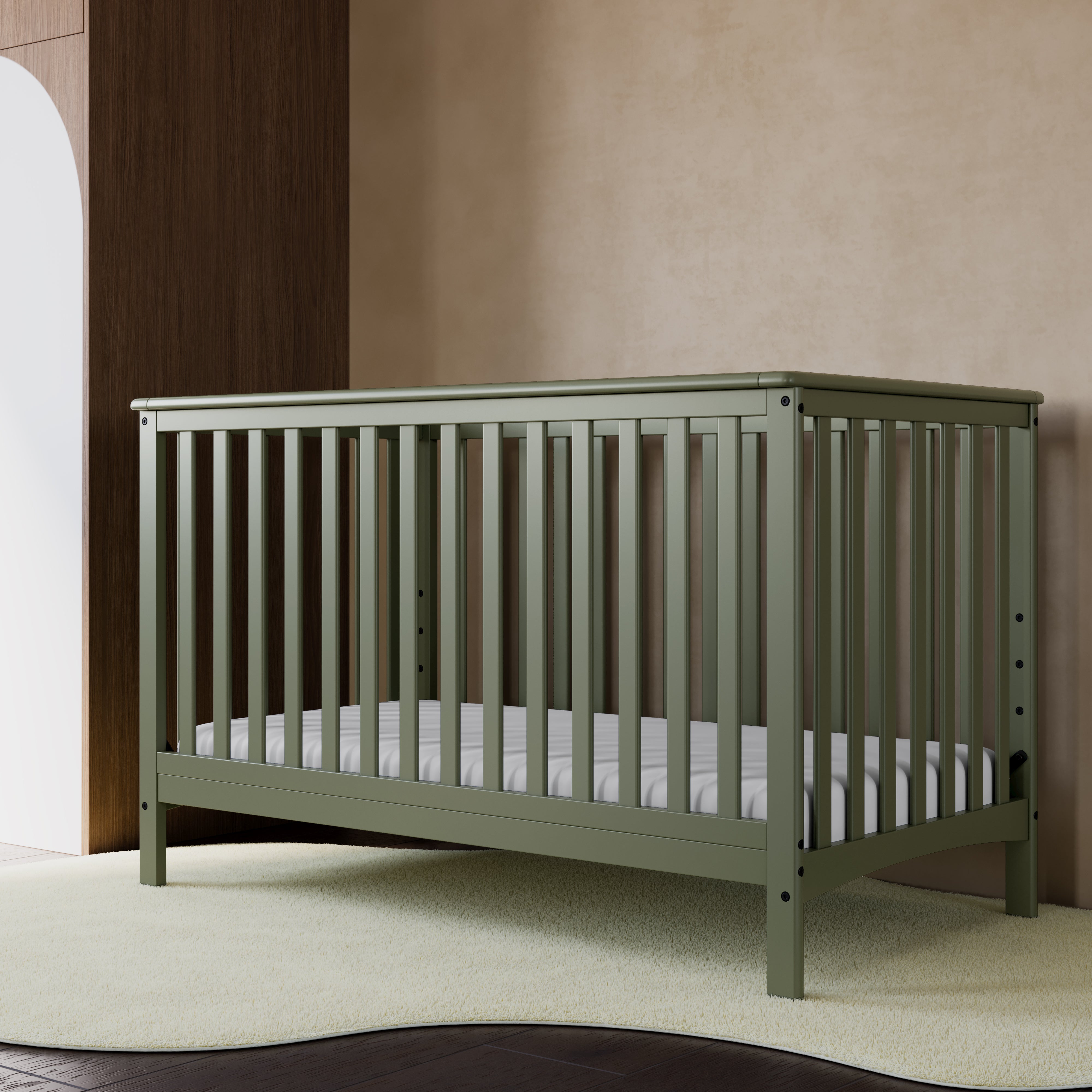 Hillcrest olive crib in nursery