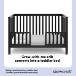Hillcrest black crib toddler bed conversion callout