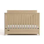hadley driftwood crib with drawer front view