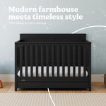 Hadley black crib with drawer style callout
