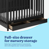 Hadley black crib with drawer full-size drawer callout