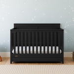graco hadley black crib with drawer in nursery