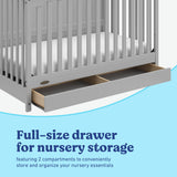 Hadley pebble gray crib with drawer full-size drawer callout