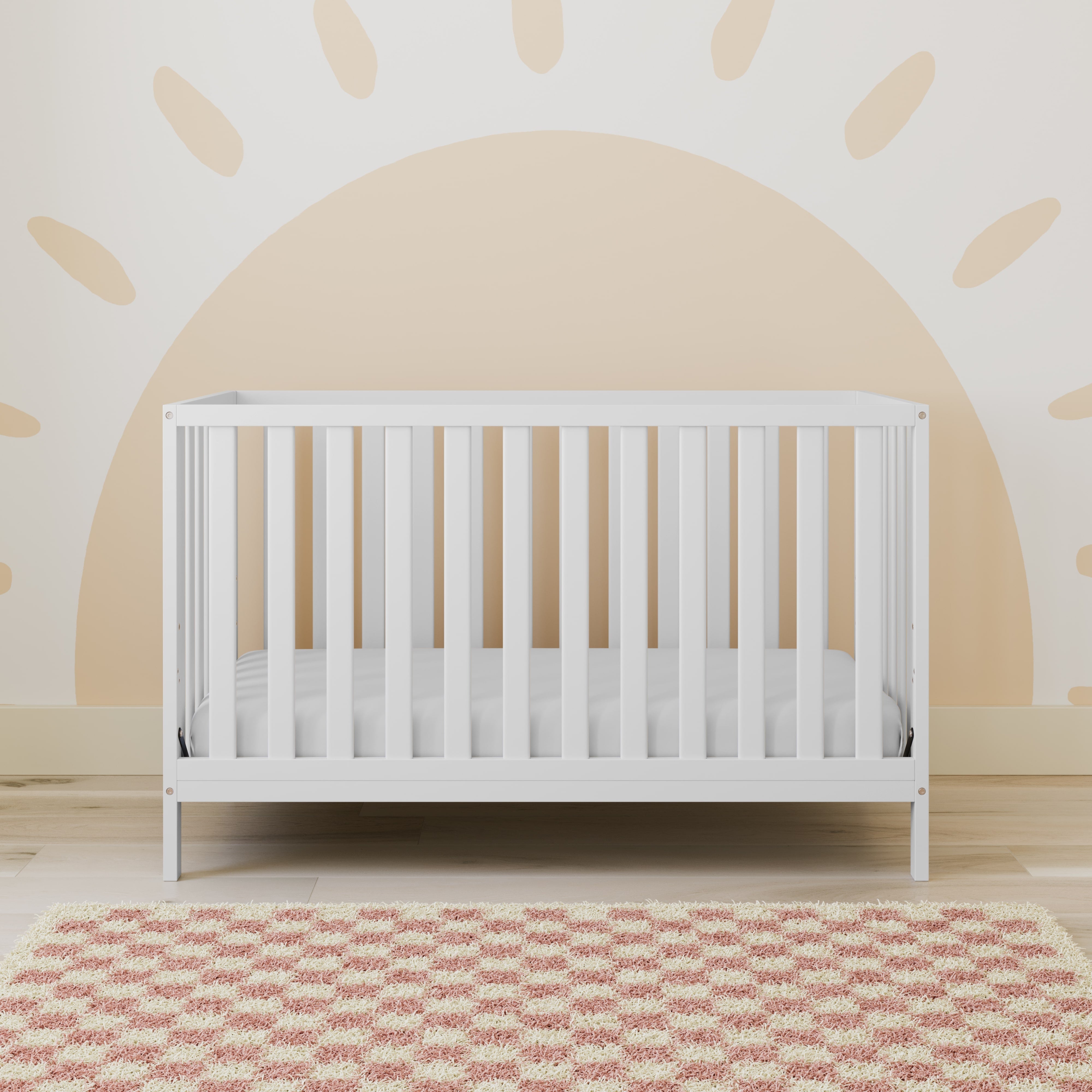 storkcraft sunset white crib in nursery