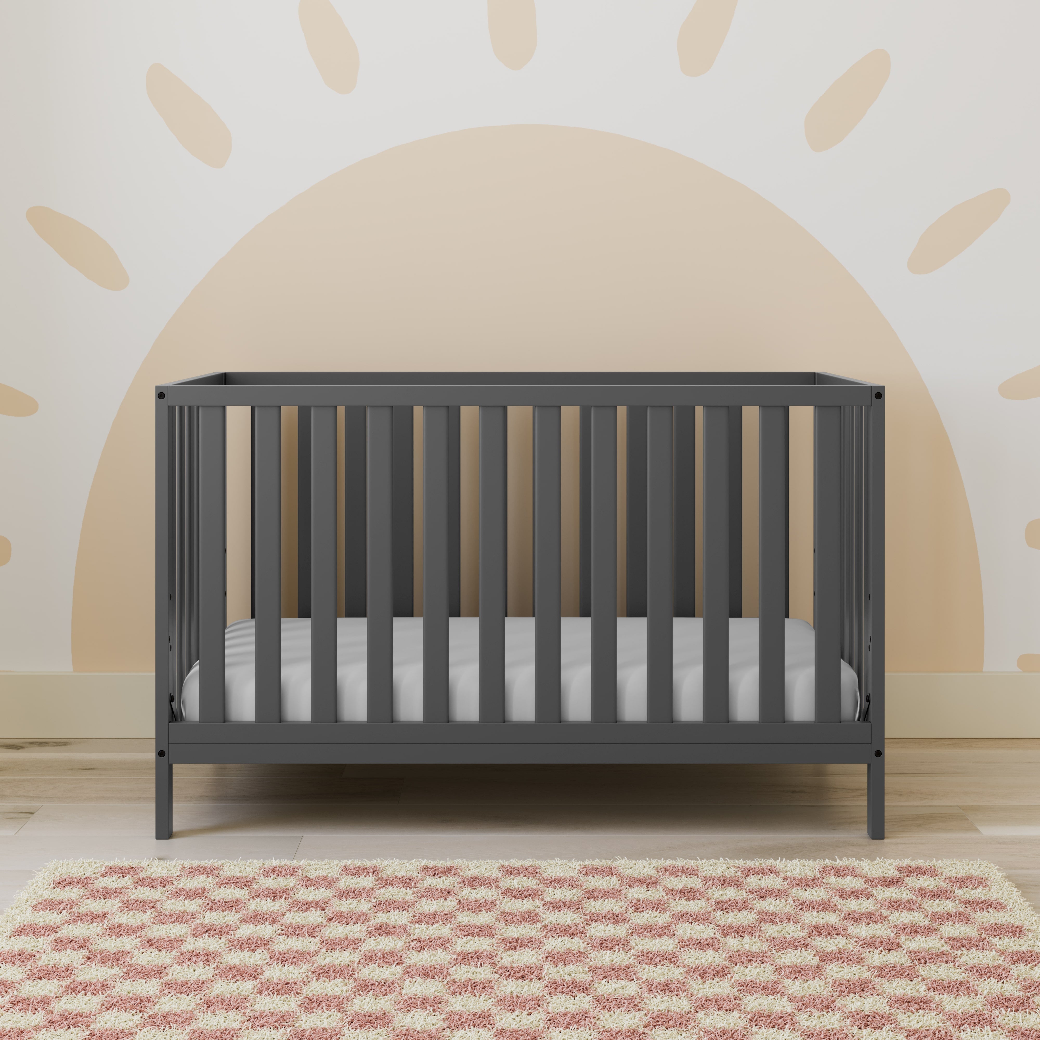 storkcraft sunset gray crib in nursery