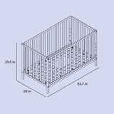 Drawing of crib with measurements indicated