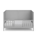 graco theo pebble gray crib toddler bed conversion with two guardrails