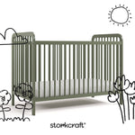 Pasadena olive crib with black doodles overlaid on image