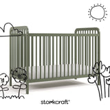 Pasadena olive crib with black doodles overlaid on image