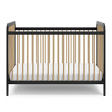 front view of black with driftwood crib