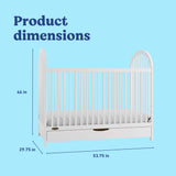 Olivia white crib with dimensions