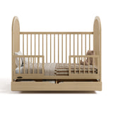 Olivia driftwood crib with drawer converted to toddler bed