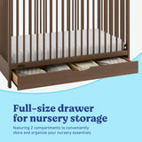 Olivia hazelnut crib full-size storage drawer callout