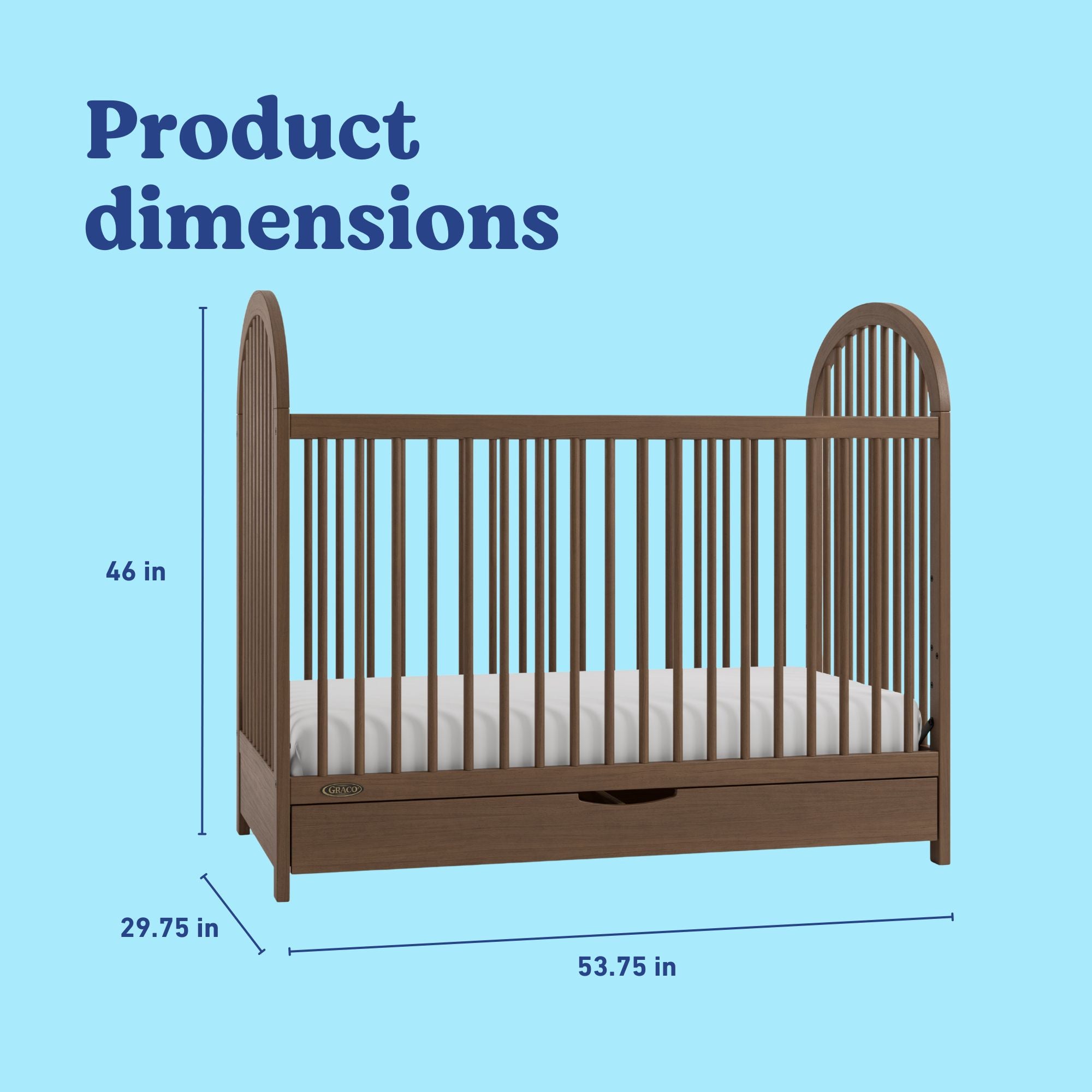 Olivia hazelnut crib with dimensions