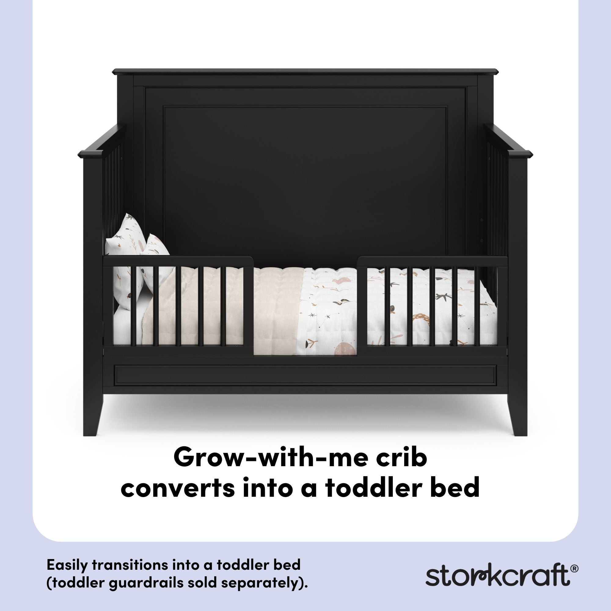 solstice black crib toddler bed conversion callout