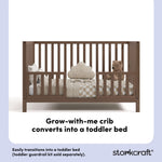 morningside hazelnut crib toddler bed conversion callout