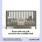 morningside olive crib toddler bed conversion callout