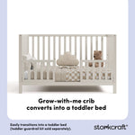 morningside frosted oat crib toddler bed conversion callout