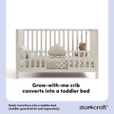 morningside frosted oat crib toddler bed conversion callout