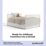 morningside frosted oat crib full-size bed conversion callout