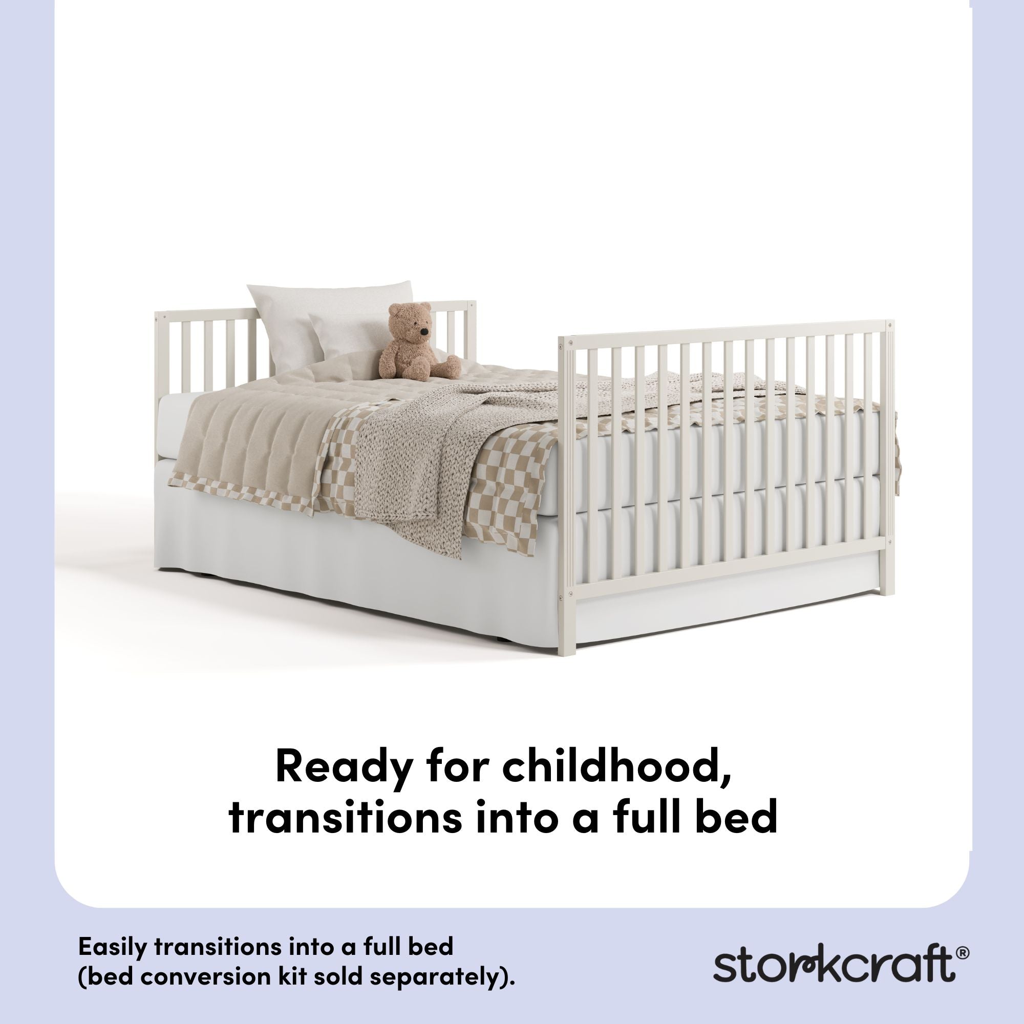 morningside frosted oat crib full-size bed conversion callout