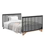 black with vintage driftwood crib in full-size bed conversion with both headboard and footboard