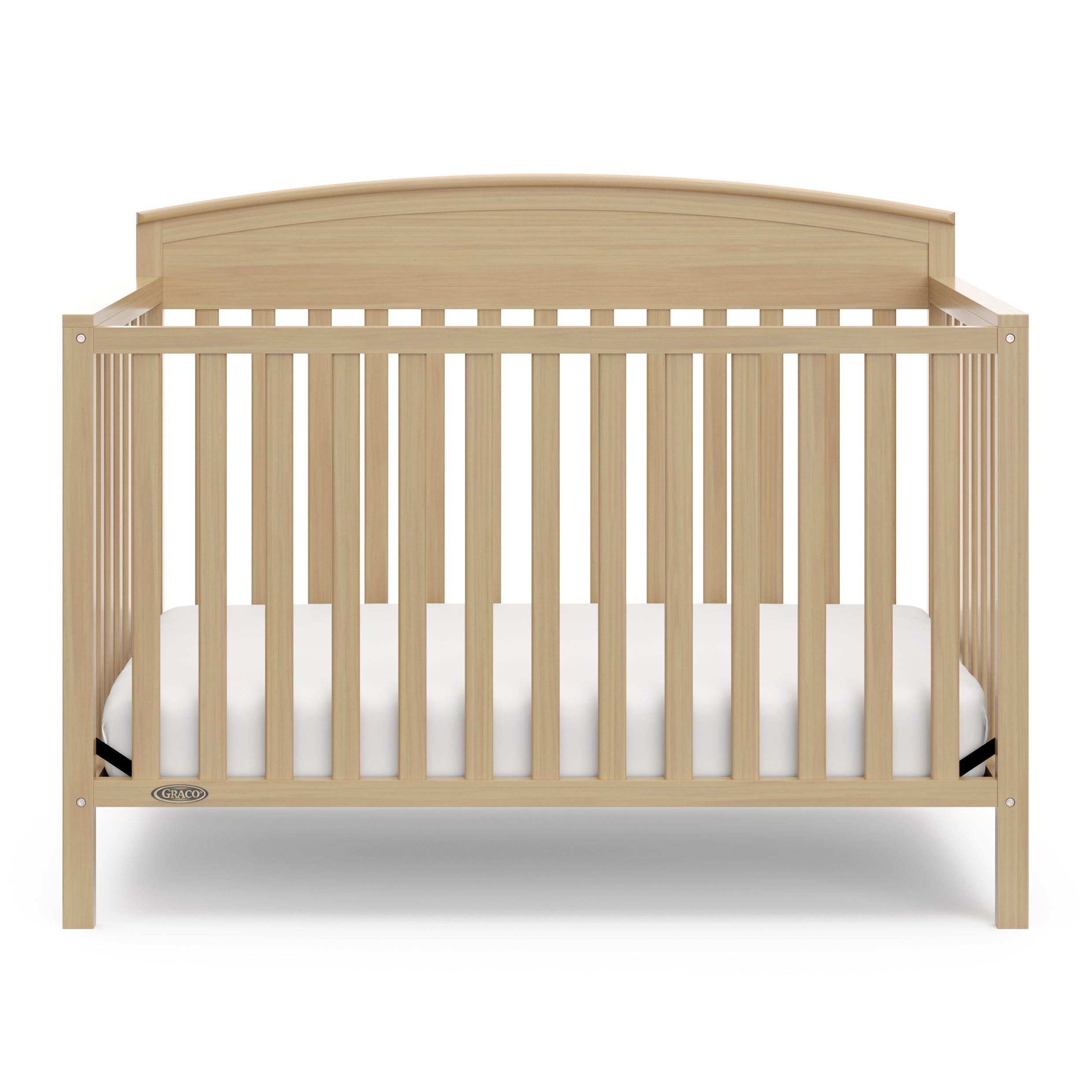 graco benton driftwood crib front view