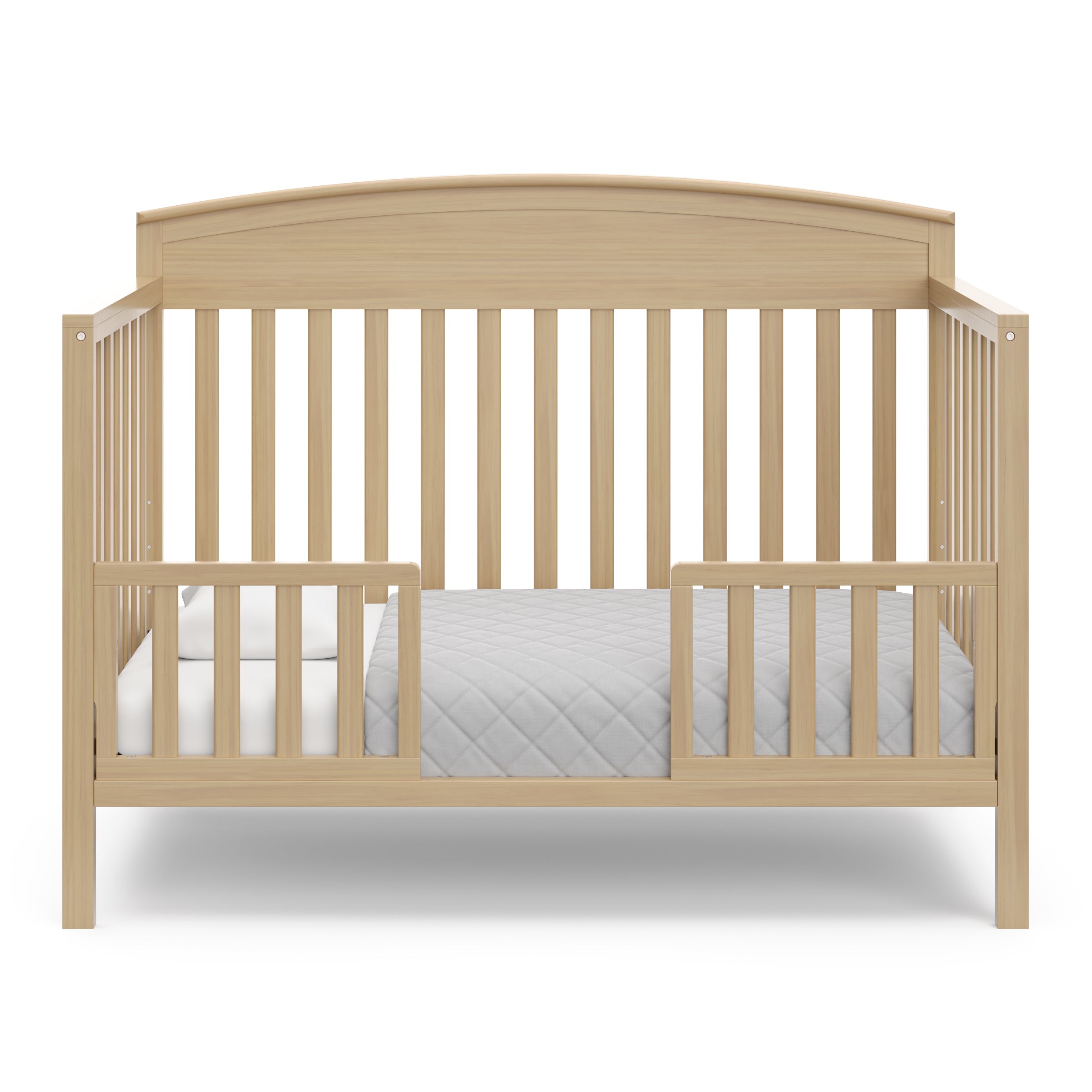 graco benton driftwood crib toddler bed conversion with two guardrails