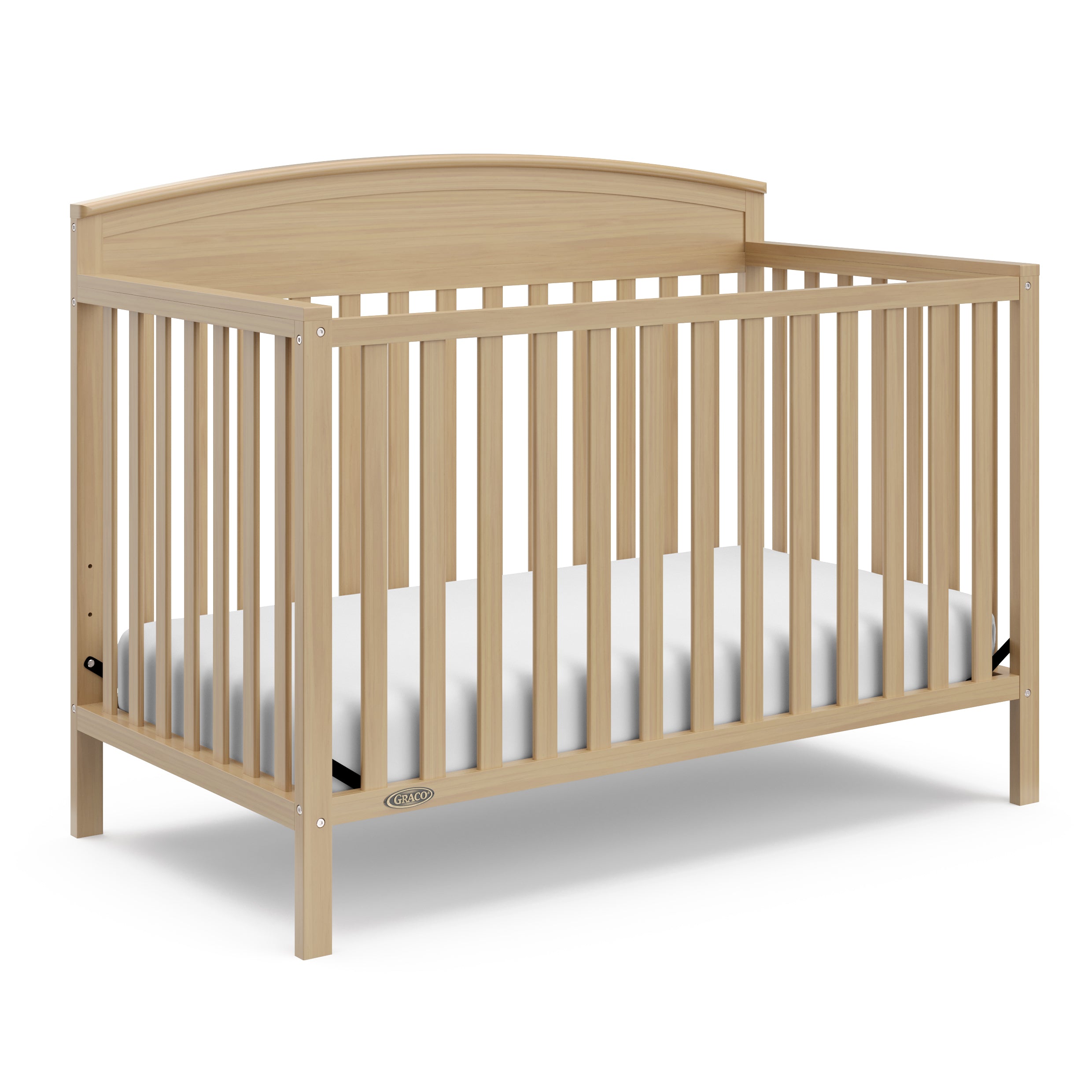 graco benton driftwood crib angle view