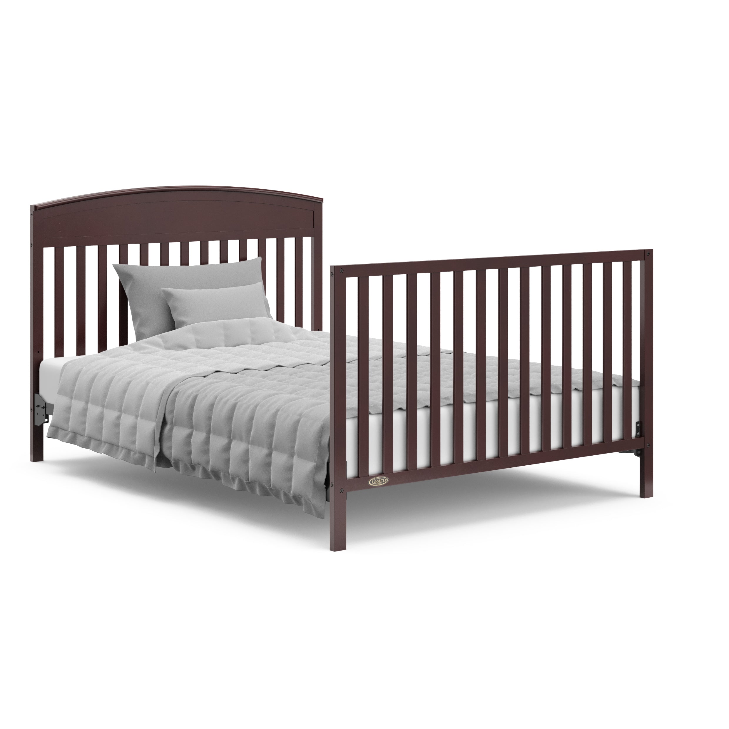 graco benton espresso crib full-size bed conversion with footboard